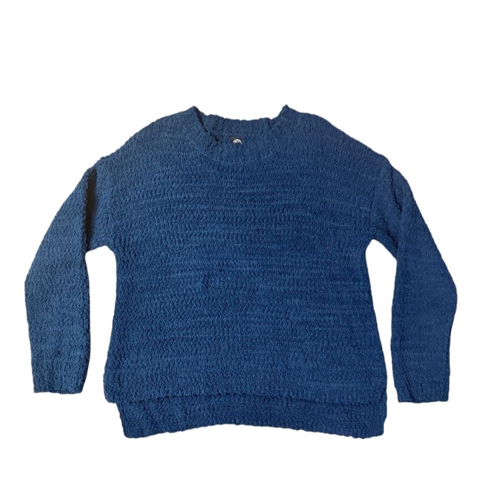 Bobeau Textured Teal Crew Neck Sweater
